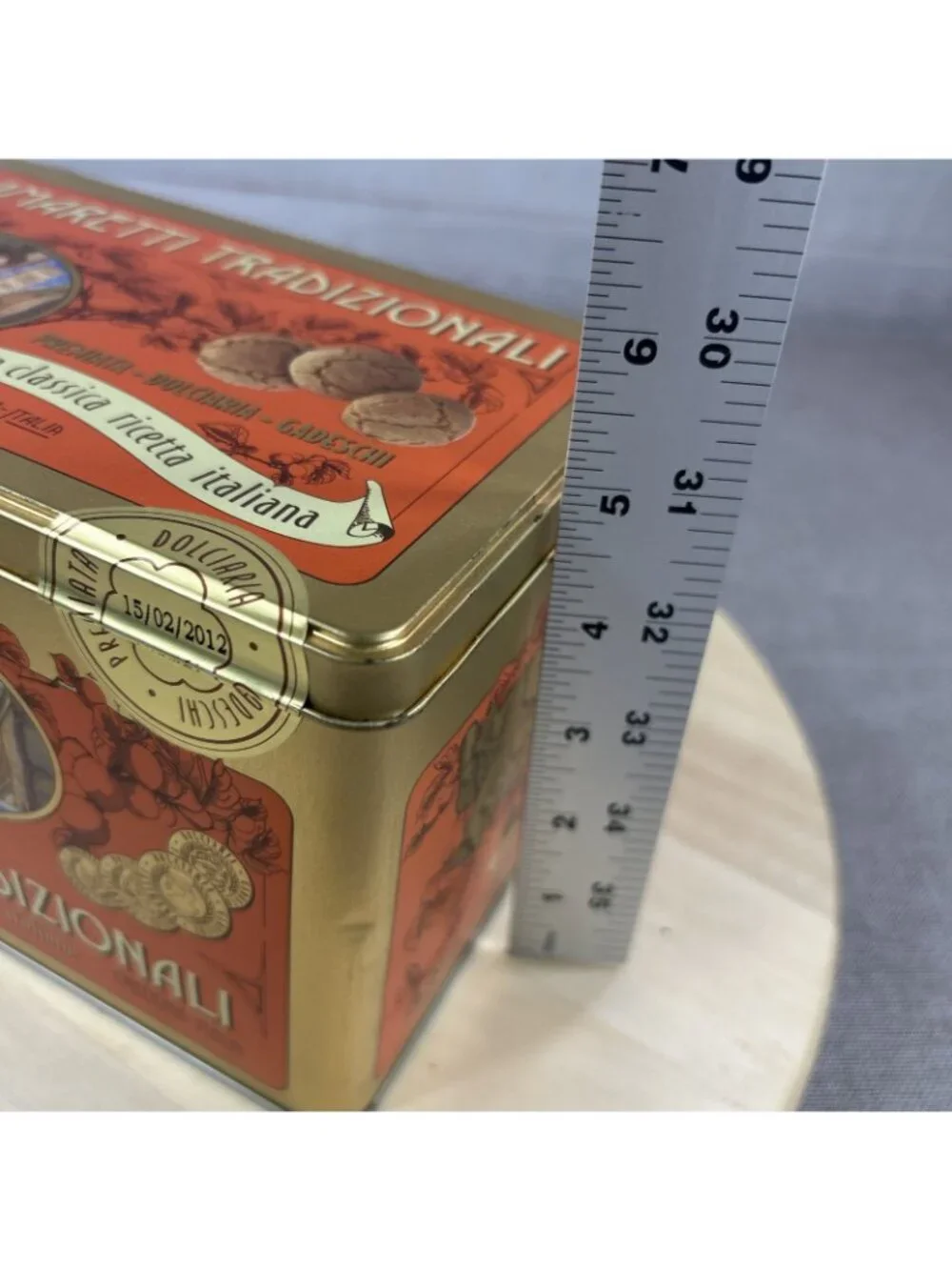 2012 Amaretti Tradizionali Italiann Cookie Tin Hinged lid Rectangle canister 7x5